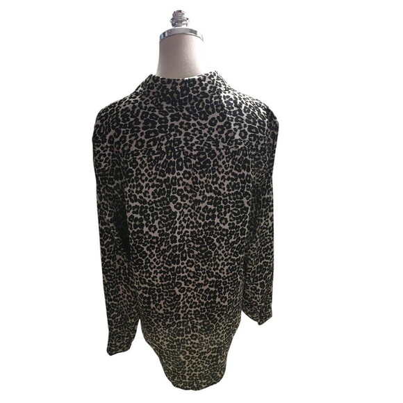 Equipment Top Women's Size Medium Beige Cheetah Print Button Up Long Sleeve - Picture 2 of 7